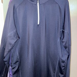 Men's Navy and Purple Quarter-Zip Sweatshirt XL